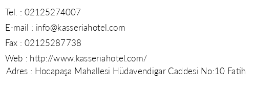 Elite Kasseria Hotel telefon numaralar, faks, e-mail, posta adresi ve iletiim bilgileri